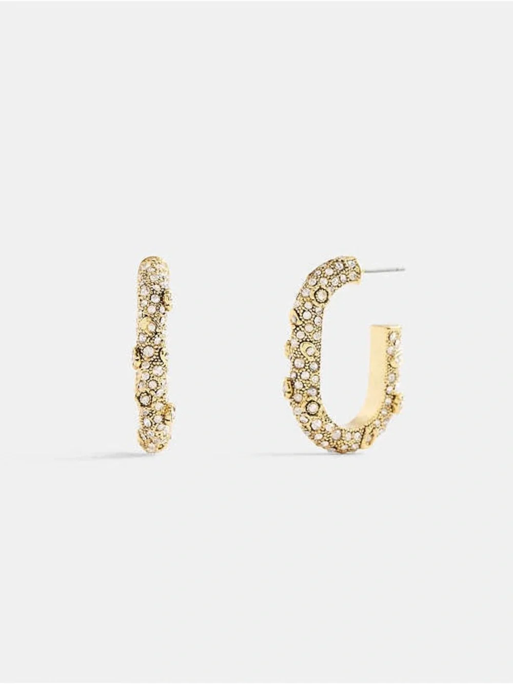 Coach Gold Tone Pavé Floral Oval Hoop Earrings Crystal Hoop Earrings NWT - Picture 11 of 11